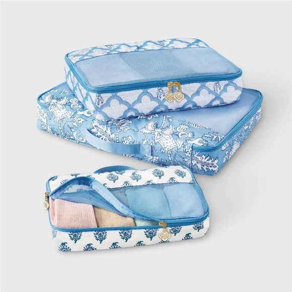 Roller Rabbit x Target Three-Piece Blue Patterned Packing Cube Set NWT - Picture 3 of 4